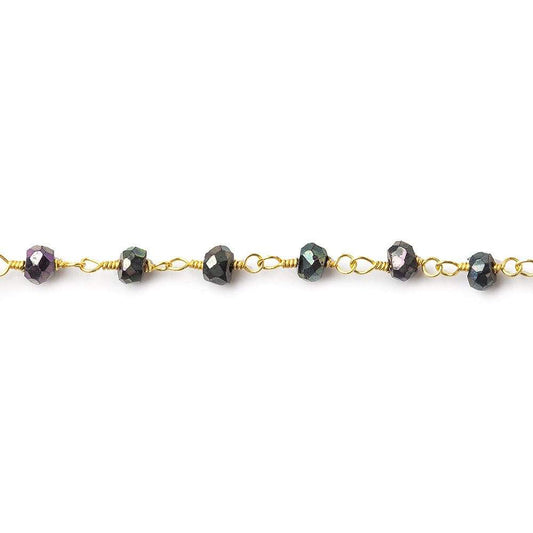 3mm Violet Mystic Spinel faceted rondelle Gold Wire Wrapped Chain by foot