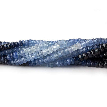 3mm White & Blue Sapphire micro faceted rondelle beads 16 inch 285 pieces AAA