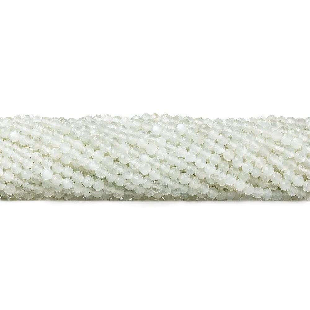 3mm White Moonstone microfaceted round beads 13 inch 100 pieces