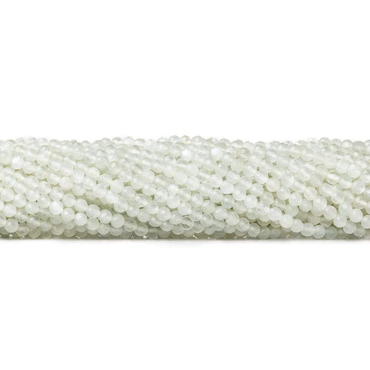 3mm White Moonstone microfaceted round beads 13 inch 100 pieces