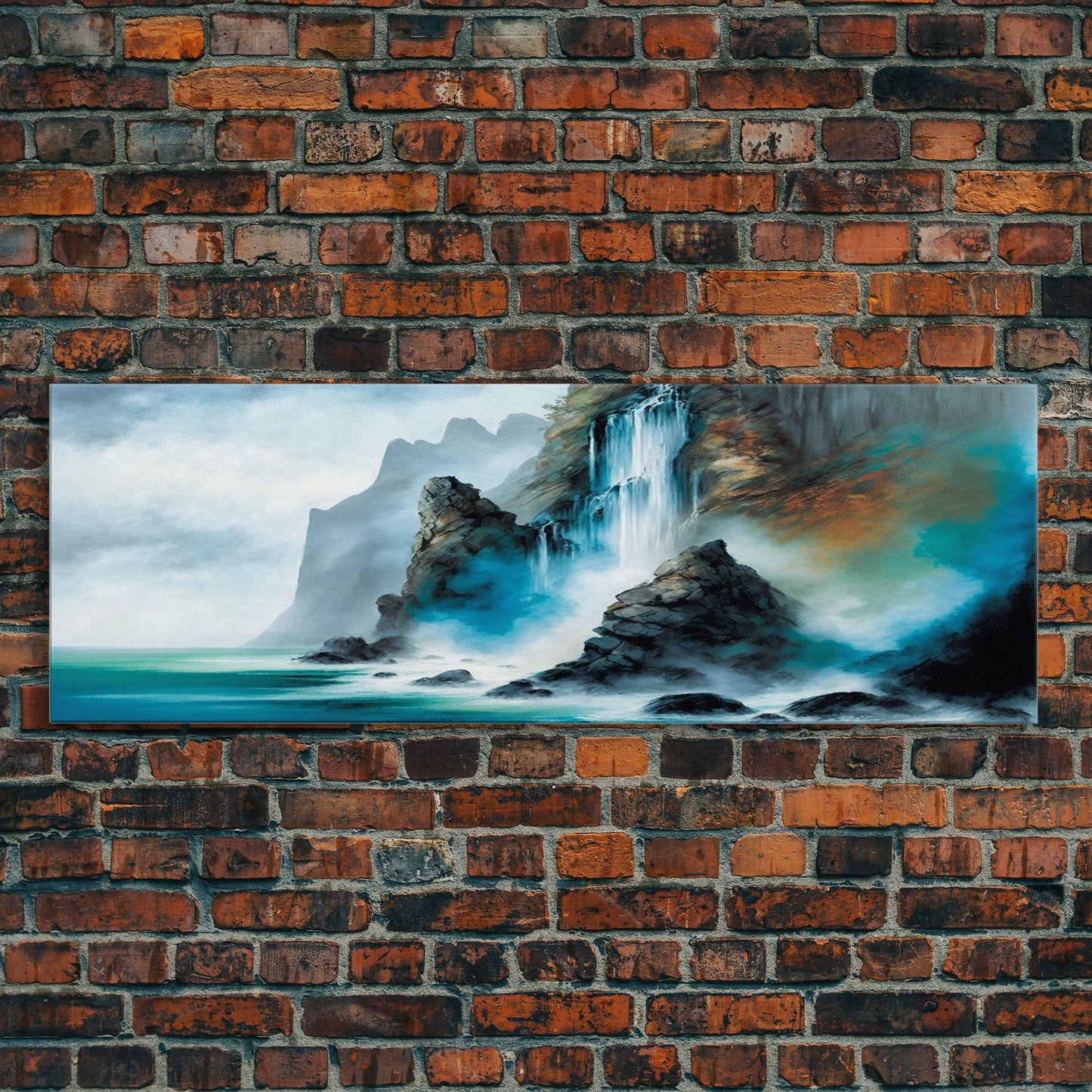 Fantasy Waterfall Canvas Print - Panoramic Landscape Painting - Perfect for Living Room and Bedroom Decor