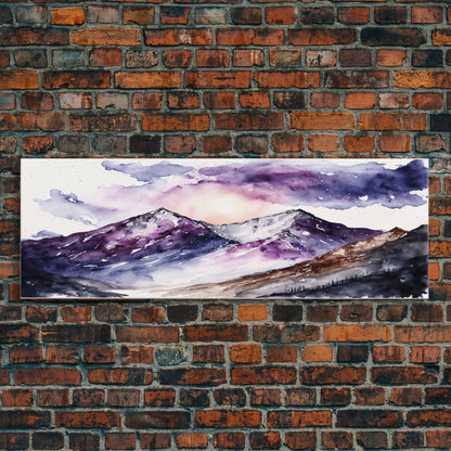 Framed Canvas Print of Majestic Mountain Landscape | Vibrant Hues | Watercolor Painting | Ready-to-Hang | Home Decor