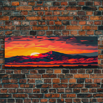 Stunning Panoramic Framed Watercolor Desert Mountain Landscape Canvas Print | Perfect For Living Room, Bedroom, Office