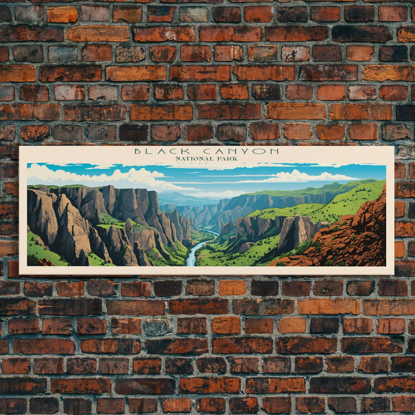 Black Canyon Of The Gunnison National Park, Panoramic Colorado Travel Art, National Park Print, Minimalist Travel Art, Midcentury Modern