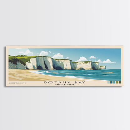 Botany Bay, United Kingdom Panoramic Print, Vacation Gift, United Kingdom Wall Art, Beach Painting, Beach Decor, Beach Or Lakehouse Art