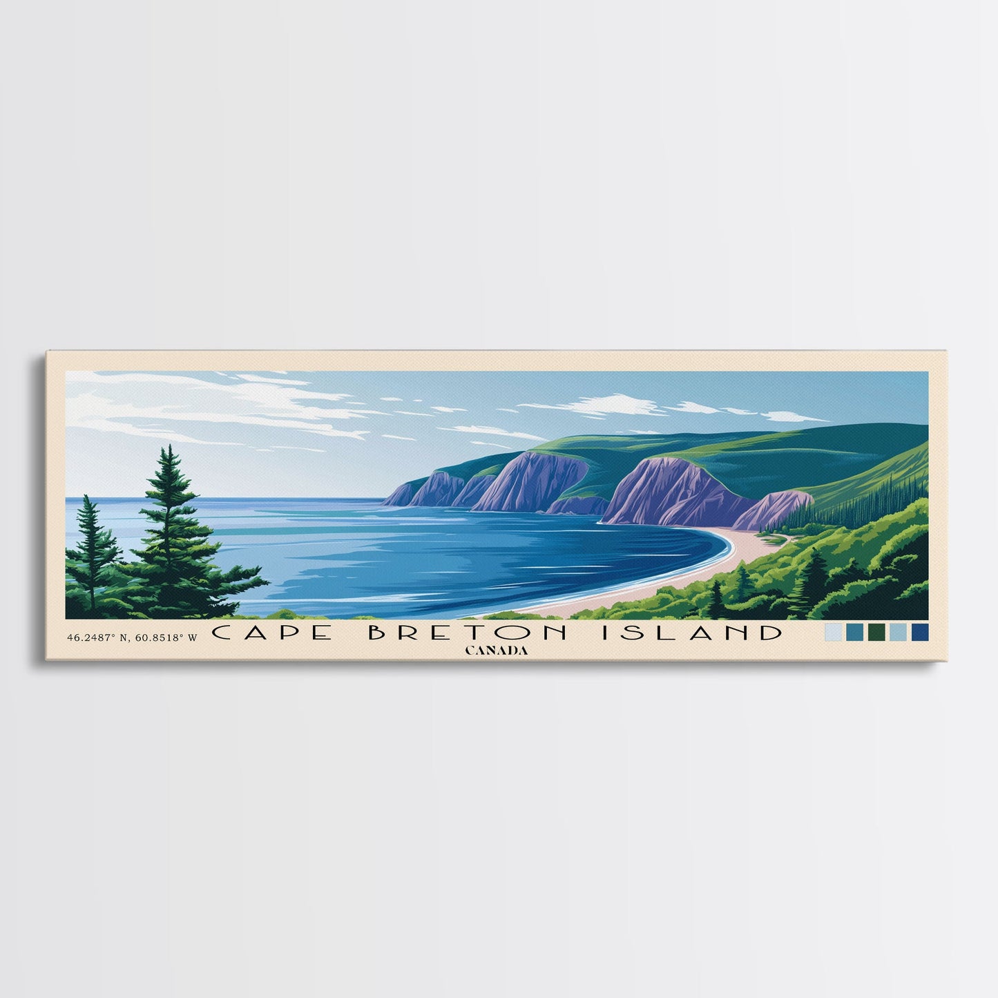 Cape Breton Island, Canada Panoramic Beach Print, Vacation Gift, Canada Wall Art, Framed Canvas Print, Framed Beach Painting