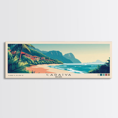 Caraíva, Brazil Panoramic Print, Vacation Gift, Brazil Wall Art, Beach Painting, Beach Decor, Large Wall Art, Wood Frame Art