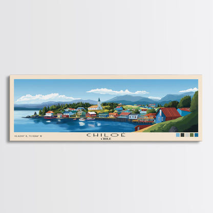 Chiloé, Chile Panoramic Print, Vacation Gift, Chile Wall Art, Beach Painting, Beach Decor, Large Wall Art, Wood Frame Art