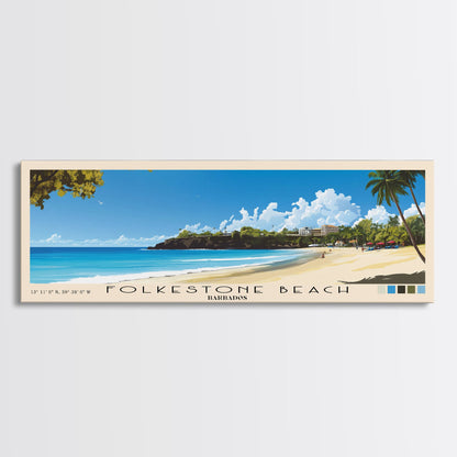 Folkestone Beach, Barbados Panoramic Print, Vacation Gift, Barbados Wall Art, Beach Painting, Beach Decor, Beach Or Lakehouse Art