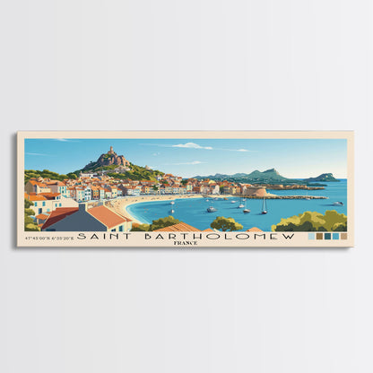 Saint Bartholomew, France Panoramic Beach Print, Vacation Gift, France Wall Art, Framed Canvas Print, Framed Beach Painting