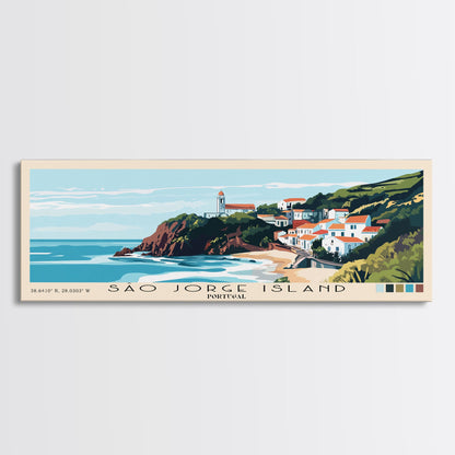São Jorge Island, Portugal Panoramic Beach Print, Vacation Gift, Portugal Wall Art, Beach Painting, Beach Decor, Beach Painting