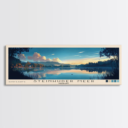 Steinhuder Meer, Germany Panoramic Beach Print, Vacation Gift, Germany Wall Art, Framed Canvas Print, Framed Beach Painting