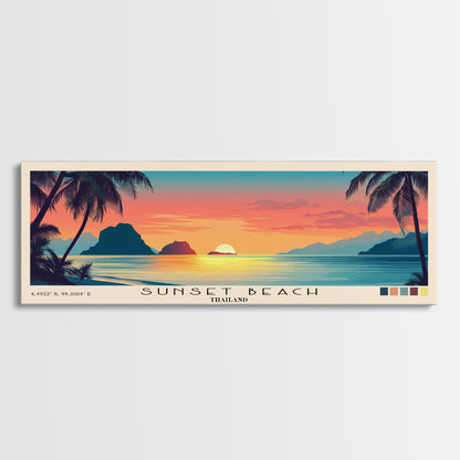 Sunset Beach, Thailand Panoramic Beach Print, Vacation Gift, Thailand Wall Art, Beach Painting, Beach Decor, Beach Painting