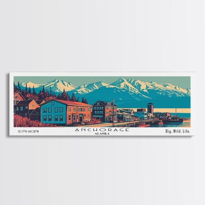 Anchorage Alaska Panoramic Travel Poster Canvas Print