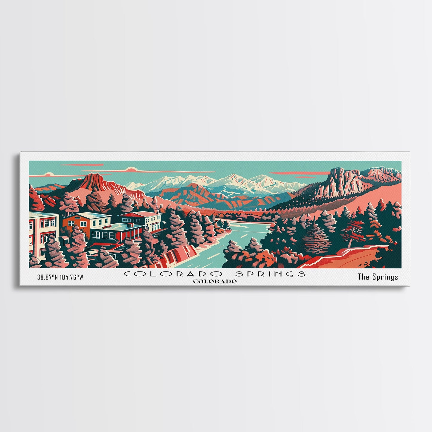 Colorado Springs Colorado Panoramic Travel Poster Canvas Print