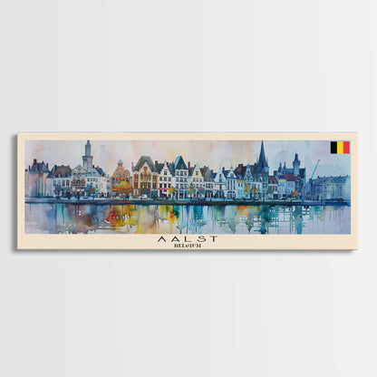 Aalst Belgium Travel Art, City Art, Framed Canvas Print or Metal Wall Art, Europe Travel Poster, Panoramic Wall Art, Extra Wide Wall Art