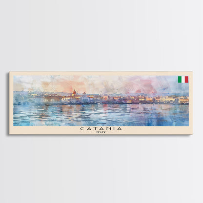 Catania Italy Travel Print Wall Art, Panoramic City Art, Travel Art, Wall Decor, Vacation Gift, Framed Canvas Print Or Metal Art