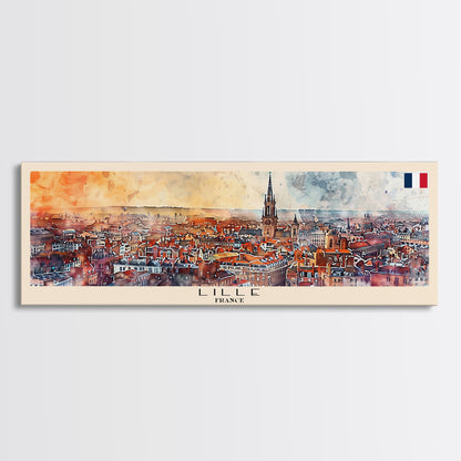 Wandbild „Lille, Frankreich“, Panorama-Reiseposter, gerahmter Panorama-Leinwanddruck, Stadtbild, Wanddekoration, Reisekunst