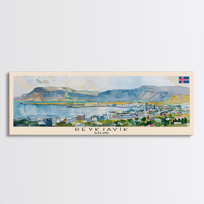 Reykjavik Iceland Wall Art, Panoramic Travel Poster, Panoramic Framed Canvas Print, City Wall Art, Wall Hanging Home Decor, Travel Art