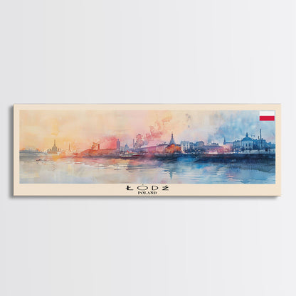 Wandbild Lodz, Polen, Panorama-Reiseposter, gerahmter Panorama-Leinwanddruck, Stadtbild, Wanddekoration, Reisekunst
