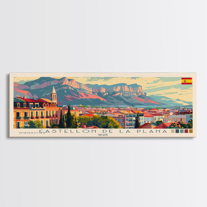 Castellon de la Plana Spain Wall Art, Panoramic Travel Poster, Panoramic Framed Canvas Print, City Wall Art, Wall Hanging Home Decor, Travel Art