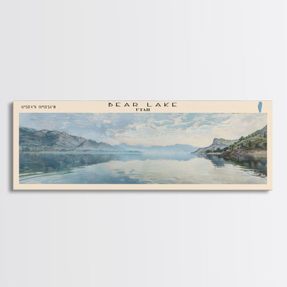 Bear Lake Panoramic Framed Canvas Print, Lake House Decor, Scenic View, Travel Poster, Minimalist Art, Home Decoration