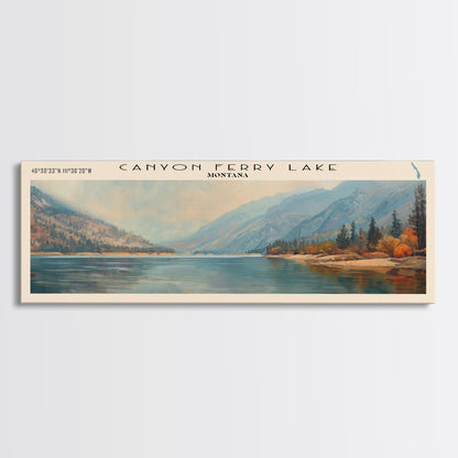 Gerahmter Leinwanddruck „Canyon Ferry Lake, Montana“, Seehaus-Kunst, Panorama-Wandbild, Reiseposter, Rustikales Seegemälde, Naturkunst