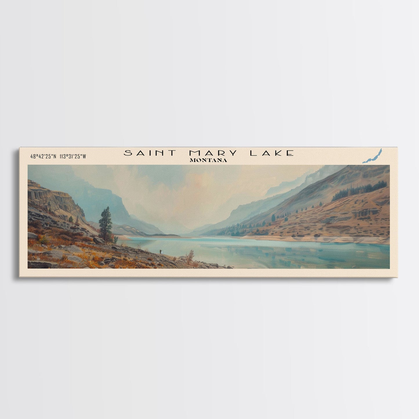 Shoshone Lake Wyoming Panoramic Framed Canvas Print, Lake House Decor, Wall Art, Travel Poster, Tranquil Landscape, Living Room Decor