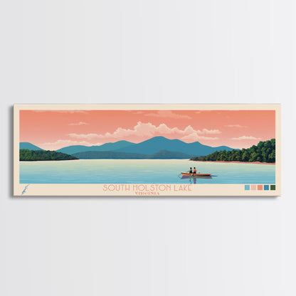 South Holston Lake, Virginia Framed Canvas Print, Lake House Art, Midcentury Modern Decor, Pop Art, Travel Poster, Living Room Wall Art
