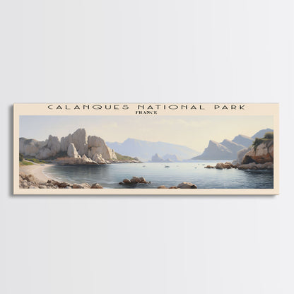 Calanques National Park COUNTRY | Framed Travel Poster Canvas Print | Trendy Wall Art | Watercolor Painting | Living Room Art | Unique Art
