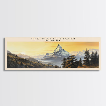 The Matterhorn Travel Poster Print, Framed Canvas Print, COUNTRY Travel Art, Wood Framed Art, Wall Hanging, Home Decor