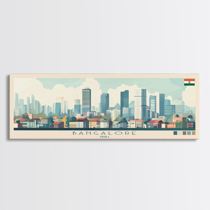 Bangalore, India Panoramic Travel Poster Canvas Print, Bangalore, India Painting, India Art, Bangalore Travel Art, Living Room Painting