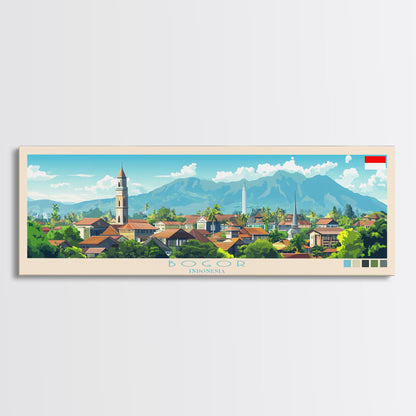 Bogor, Indonesia Panoramic Travel Poster Canvas Print, Bogor, Indonesia Painting, Indonesia Art, Bogor Travel Art, Living Room Painting