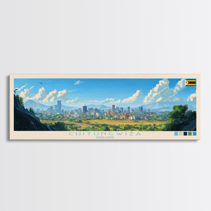 Chitungwiza, Zimbabwe Panoramic Travel Poster Canvas Print, Chitungwiza, Zimbabwe Painting, Zimbabwe Art, Chitungwiza Panoramic Travel Art, Travel Painting