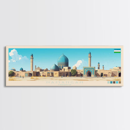 Namangan, Uzbekistan Travel Poster Panoramic Canvas Print, Namangan, Uzbekistan Painting, Uzbekistan Art, Namangan Travel Art, Guest Room Painting