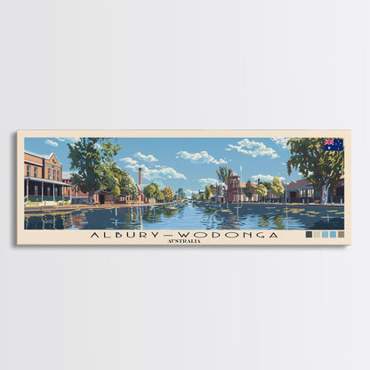 Albury–Wodonga, Australia Panoramic Canvas Print, Albury–Wodonga, Australia Painting, Australia Art, Albury–Wodonga Travel Poster, Travel Art, Housewarming Gift