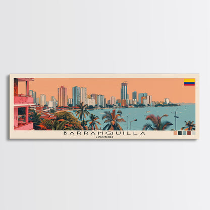 Barranquilla, Colombia Panoramic Canvas Print, Barranquilla, Colombia Painting, Colombia Art, Barranquilla Travel Poster, Travel Art, Guest Room Painting
