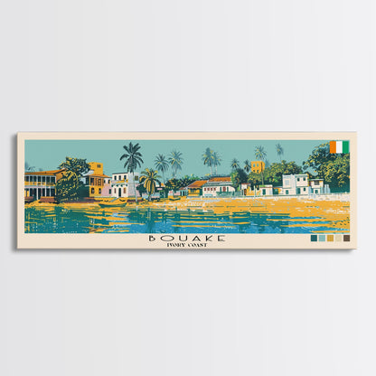 Bouake, Ivory Coast Panoramic Canvas Print, Bouake, Ivory Coast Painting, Ivory Coast Art, Bouake Travel Poster, Travel Art, Guest Room Painting