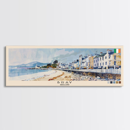 Bray, Ireland Panoramic Canvas Print, Bray, Ireland Painting, Ireland Art, Bray Travel Poster, Travel Art, Guest Room Painting