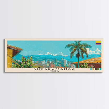 Bucaramanga, Colombia Panoramic Canvas Print, Bucaramanga, Colombia Painting, Colombia Art, Bucaramanga Travel Poster, Travel Art, Guest Room Painting