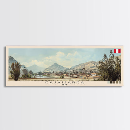 Cajamarca, Peru Panoramic Canvas Print, Cajamarca, Peru Painting, Peru Art, Cajamarca Travel Poster, Travel Art, Guest Room Painting