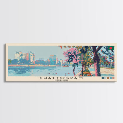Chattogram, Bangladesh Panoramic Canvas Print, Chattogram, Bangladesh Painting, Bangladesh Art, Chattogram Travel Poster, Travel Art, Guest Room Painting