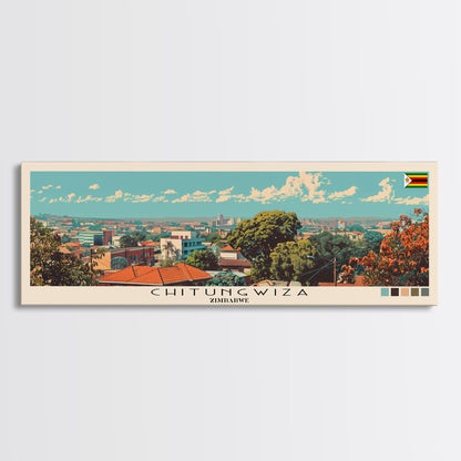 Chitungwiza, Zimbabwe Panoramic Canvas Print, Chitungwiza, Zimbabwe Painting, Zimbabwe Art, Chitungwiza Travel Poster, Travel Art, Vacation Gift