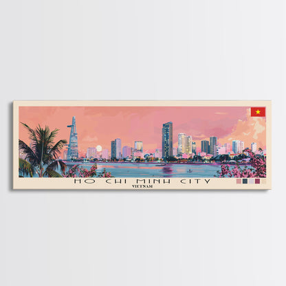 Ho Chi Minh City, Vietnam Panoramic Canvas Print, Ho Chi Minh City, Vietnam Painting, Vietnam Art, Ho Chi Minh City Travel Poster, Travel Art, Housewarming Gift