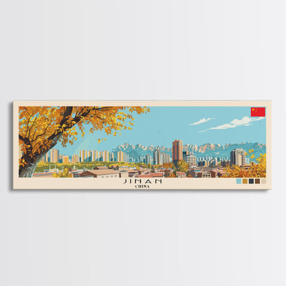 Jinan, China Panoramic Canvas Print, Jinan, China Painting, China Art, Jinan Travel Poster, Travel Art, Housewarming Gift