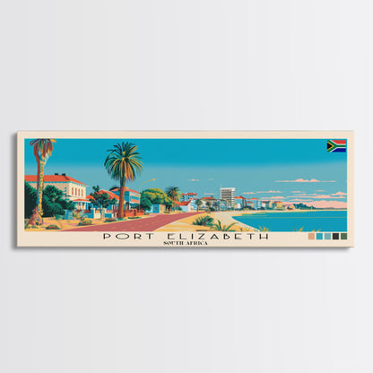 Port Elizabeth, South Africa Panoramic Canvas Print, Port Elizabeth, South Africa Painting, South Africa Art, Port Elizabeth Travel Poster, Travel Art, Living Room Painting
