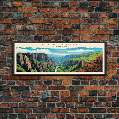Black Canyon Of The Gunnison National Park, Panoramic Colorado Travel Art, National Park Print, Minimalist Travel Art, Midcentury Modern