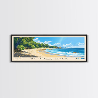 Almonta Beach, Australia Panoramic Beach Print, Vacation Gift, Australia Wall Art, Framed Canvas Print, Framed Beach Painting