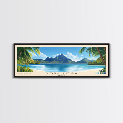 Bora Bora, France Panoramic Beach Print, Vacation Gift, France Wall Art, Beach Painting, Beach Decor, Beach Painting