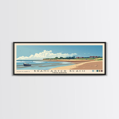 Brancaster Beach, United Kingdom Panoramic Beach Print, Vacation Gift, United Kingdom Wall Art, Framed Canvas Print, Framed Beach Painting